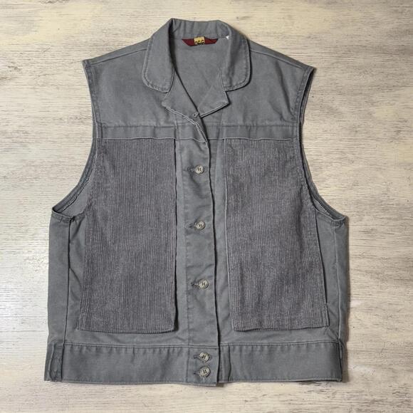 EUC Women’s Ms Lee Grey Denim Corduroy Button up Vest  Size Medium - Picture 1 of 6